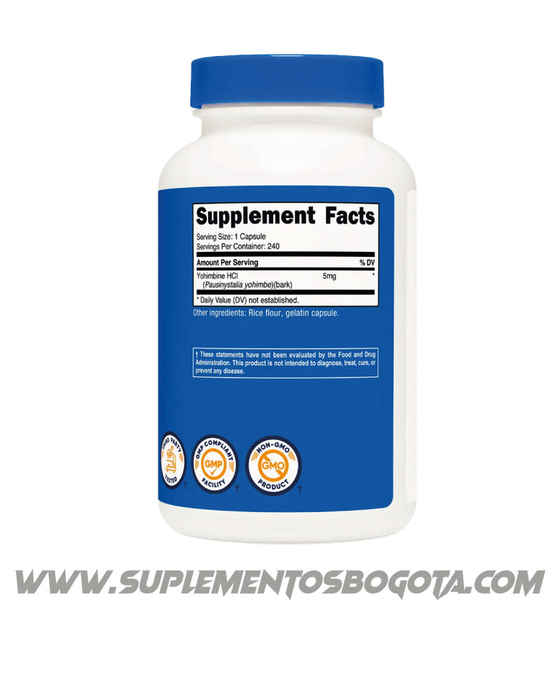 Yohimbina HCL - 5Mg 240 Capsulas Nutricost